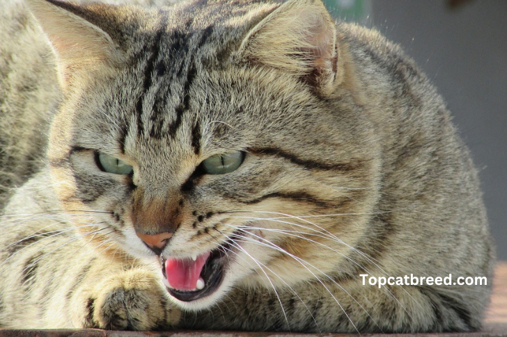 Cat peacefully growling during sleep, exhibiting typical 