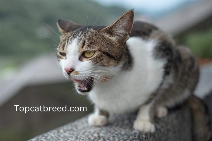 "A cat exhibiting panting behavior in the car due to stress or anxiety during travel." 