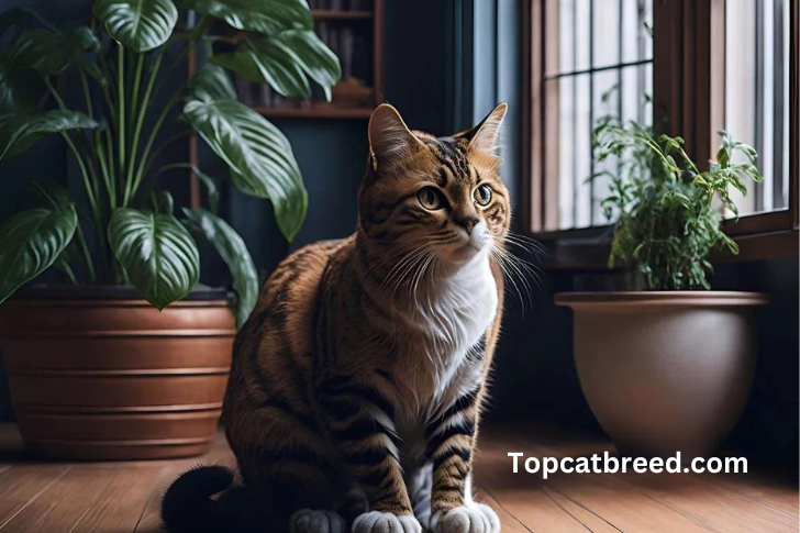 "Indoor cat enjoying a cozy home environment, showcasing a comfortable and safe space for feline companionship."